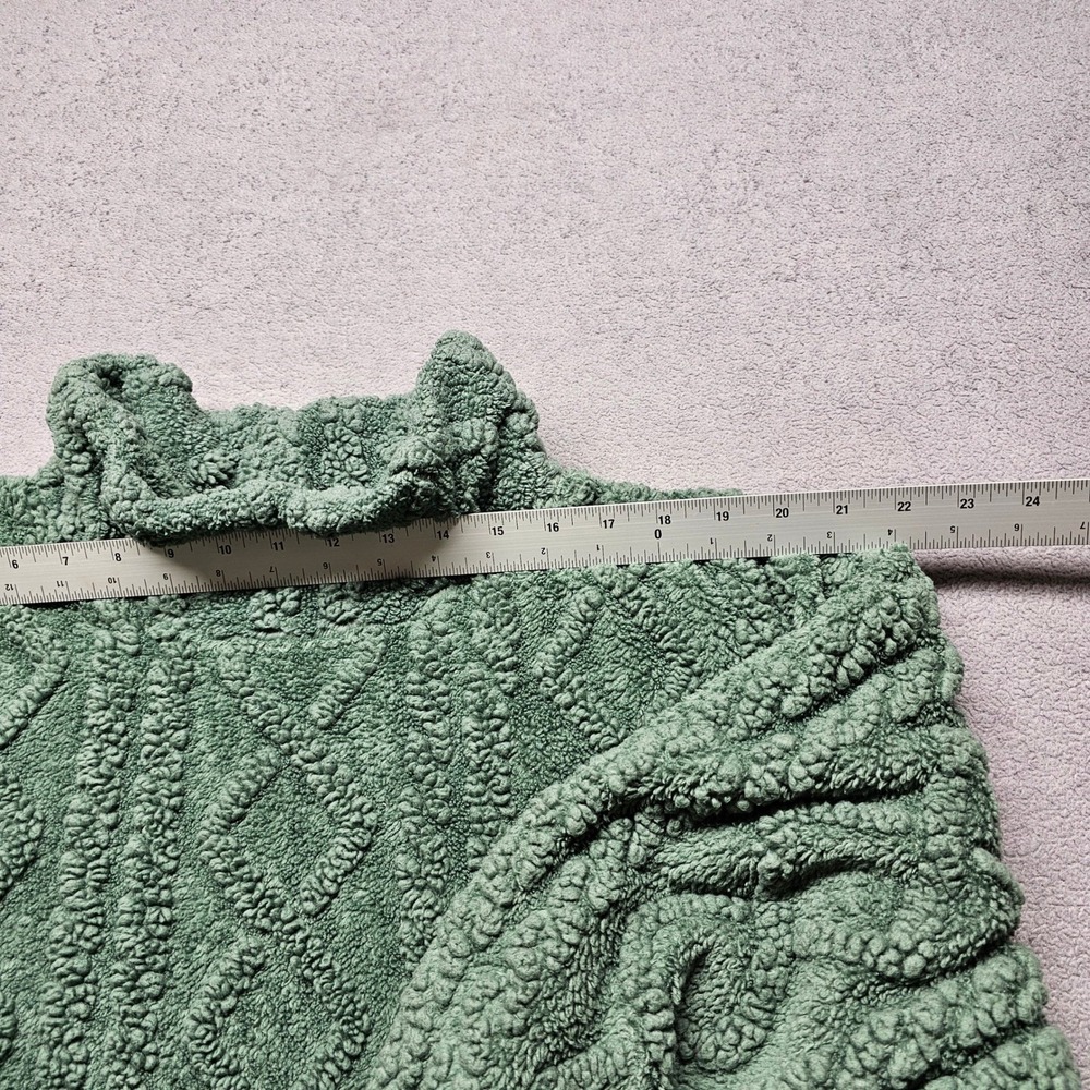 Eddie Bauer Cable Fleece Pullover Womens XL Green C3597380 Mock Neck Sherpa Top - Picture 5 of 11